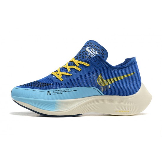 Nike ZoomX VaporFly NEXT Mens Blue Yellow Running Shoes 