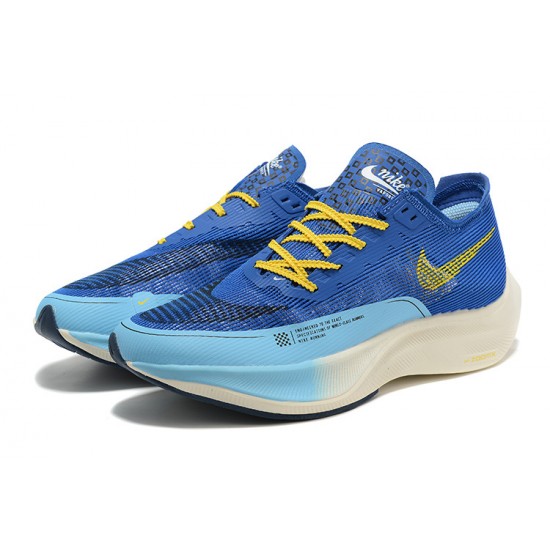 Nike ZoomX VaporFly NEXT Mens Blue Yellow Running Shoes 