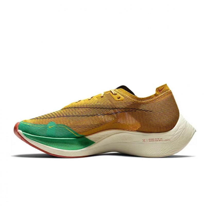 Nike ZomX VaporFly NEXT Mens Yellow Green Running Shoes 